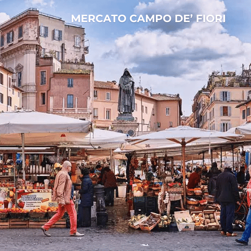 mercato campo de fiori shopping roma welcome jubilee giubileo roma 2025 papa francesco